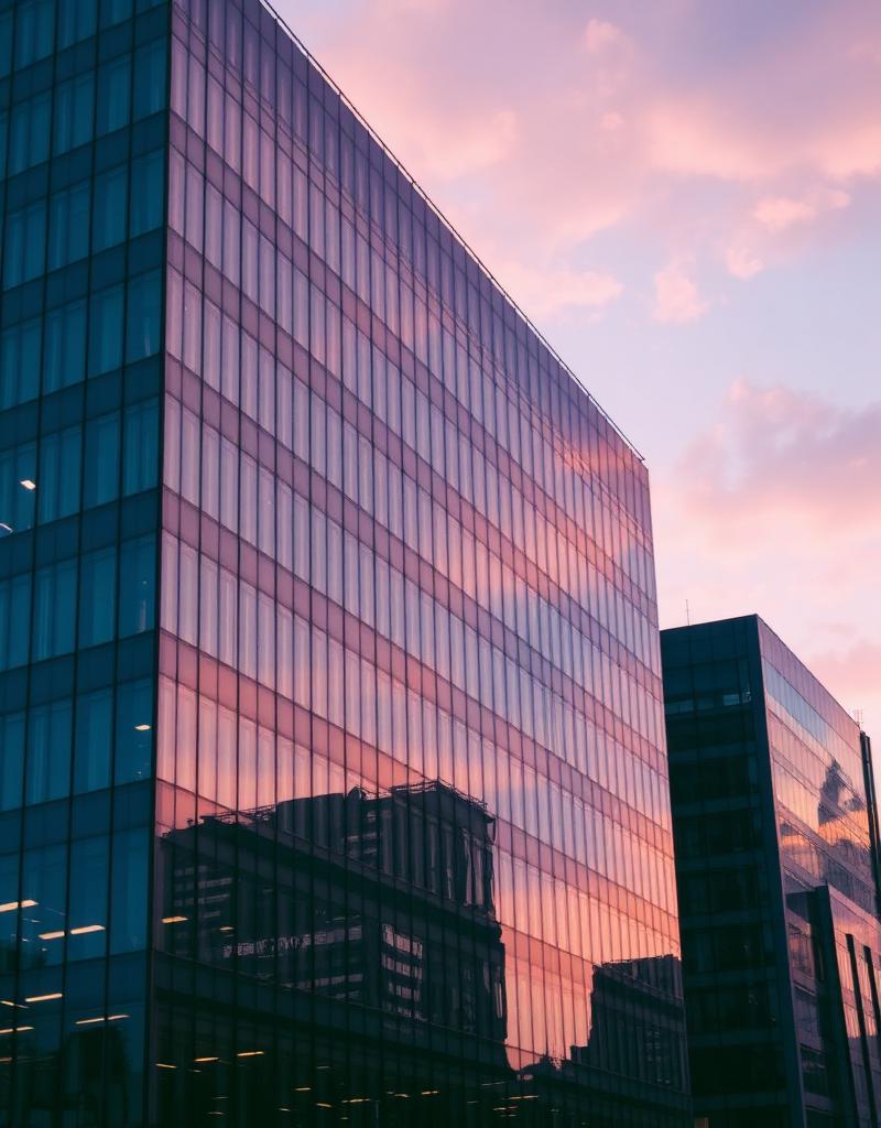Commercial construction project at dusk